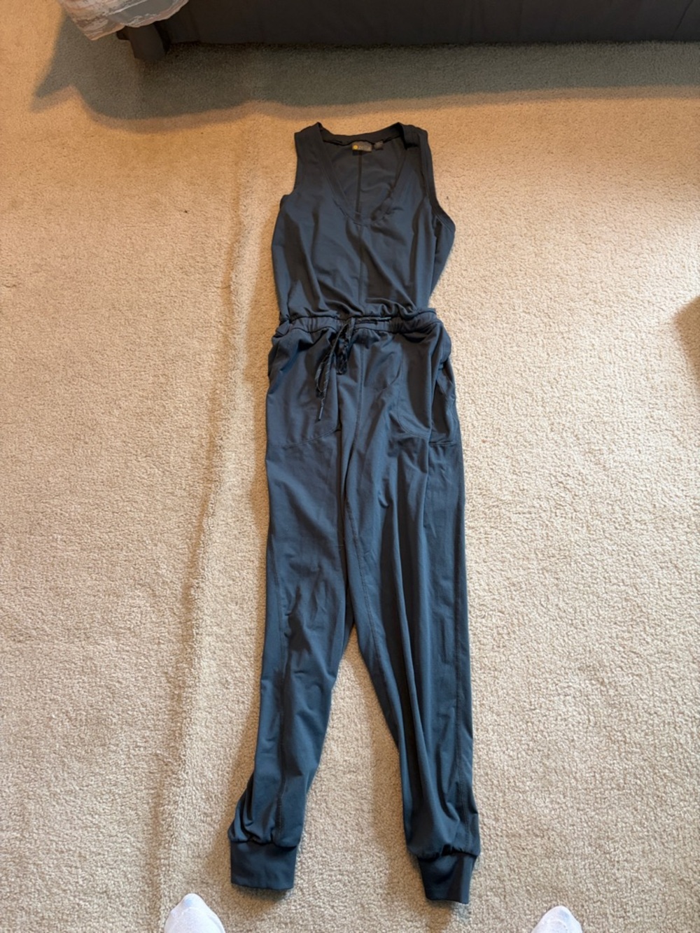 Zella Sleeveless V-Neck Jumpsuit in Dark Gray